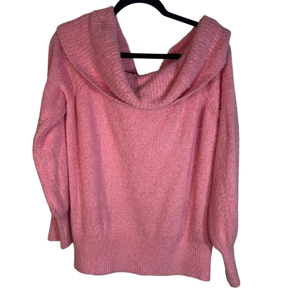 Lilly Pulitzer Womens XL Pink Boucle Cowl Neck Sweater Long Sleeve Cozy Knit